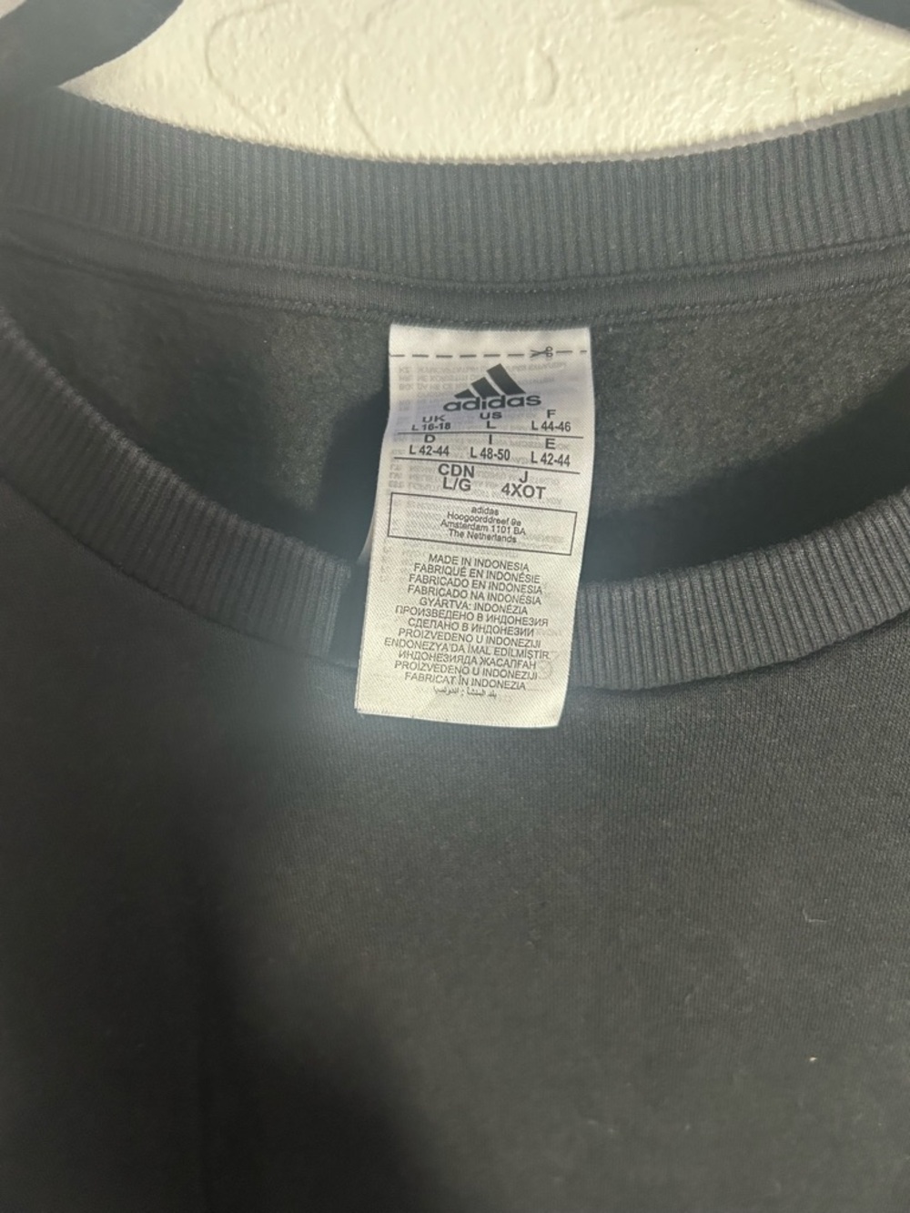Adidas Women’s Classic Black Three-Stripe Crew Sweatshirt - Picture 5 of 5